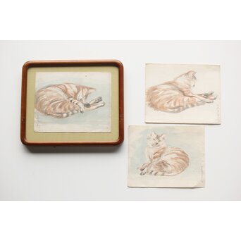 足立源一郎 野外スケッチ道具 パステル画など作品　Z415 