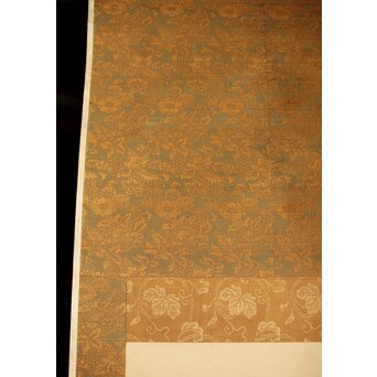 藤堂高潔 伯爵 草花図 絹本水墨掛軸　Z417 