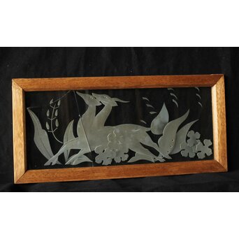 エッチングガラス欄間 鹿図　R0306