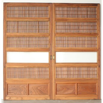 総欅 格子戸 2枚1組　L1094Y ウラ　障子枠の面です