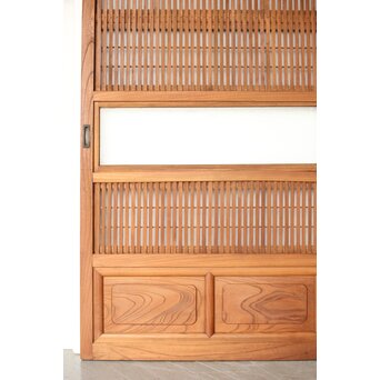 総欅 格子戸 2枚1組　L1094Y 非常にナチュラルな仕上げ　欅の味がそのまま伝わってきます