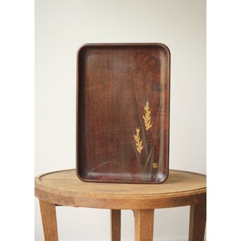 前田桑明 御蔵島桑小盆 共箱　X413