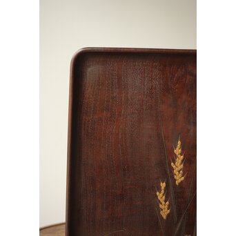 前田桑明 御蔵島桑小盆 共箱　X413 