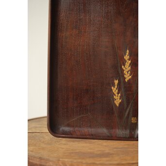 前田桑明 御蔵島桑小盆 共箱　X413 