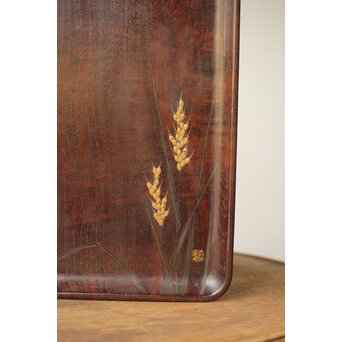 前田桑明 御蔵島桑小盆 共箱　X413 