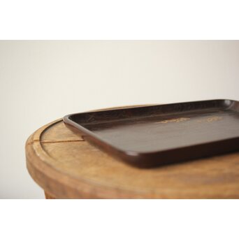 前田桑明 御蔵島桑小盆 共箱　X413 