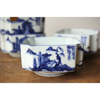 初代 清風与平 図替わり 向付 五客 染付 青花　P355 