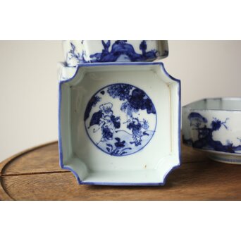 初代 清風与平 図替わり 向付 五客 染付 青花　P355 