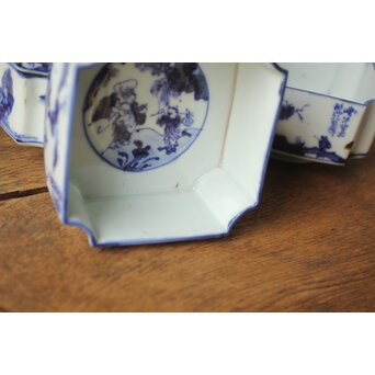 初代 清風与平 図替わり 向付 五客 染付 青花　P355 