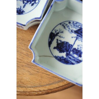 初代 清風与平 図替わり 向付 五客 染付 青花　P355 