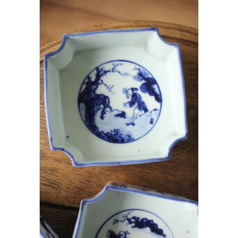 初代 清風与平 図替わり 向付 五客 染付 青花　P355 