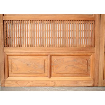 総欅 格子戸 4枚1組　L1095Y 腰板の作りも非常に凝っています