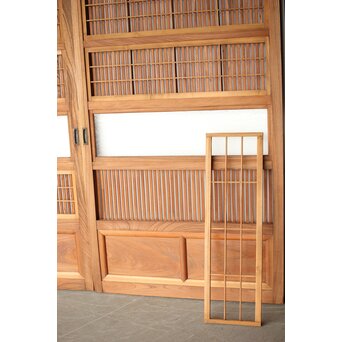 総欅 格子戸 4枚1組　L1095Y 多少外しにくい部分もありますが　幸いすべて残っていました