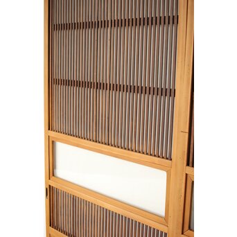 上木目欅板 格子戸 2枚1組　L1096 中央にはクリアガラスが入っています