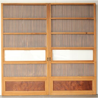 上木目欅板 格子戸 2枚1組　L1096 ウラ