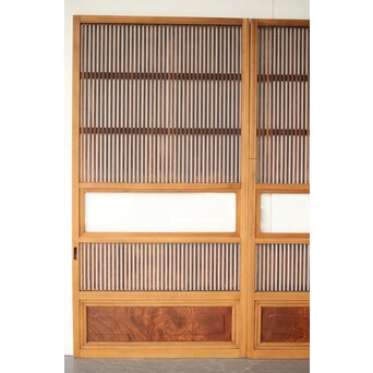 上木目欅板 格子戸 2枚1組　L1096 