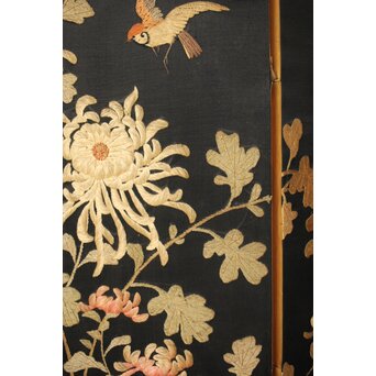 明治刺繍屏風　Z418 