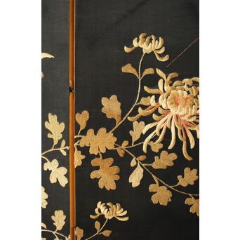 明治刺繍屏風　Z418 