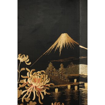 明治刺繍屏風　Z418 