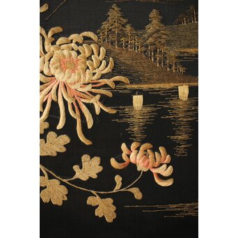 明治刺繍屏風　Z418 