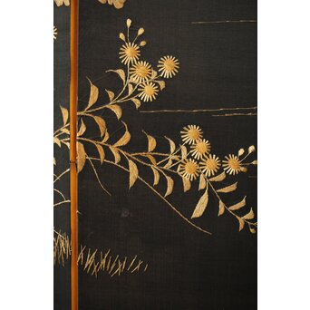 明治刺繍屏風　Z418 