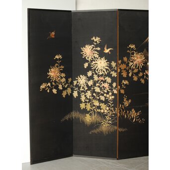 明治刺繍屏風　Z418 