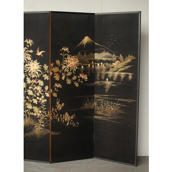 明治刺繍屏風　Z418 