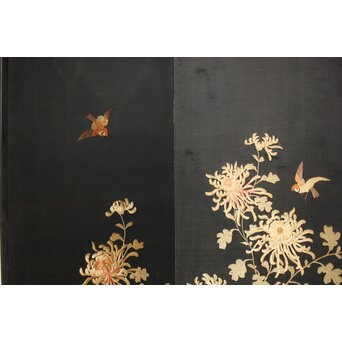 明治刺繍屏風　Z418 