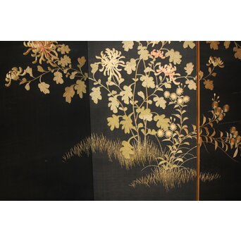 明治刺繍屏風　Z418 