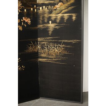 明治刺繍屏風　Z418 