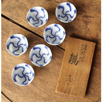 永楽善五郎 染付捻 觴/盃 六客　P358 