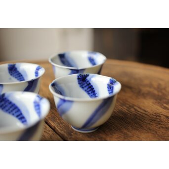 永楽善五郎 染付捻 觴/盃 六客　P358 