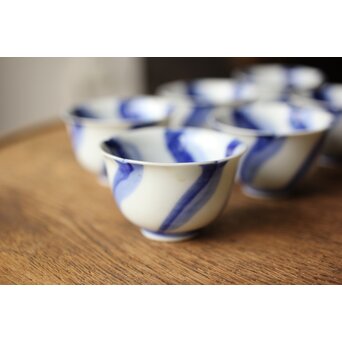 永楽善五郎 染付捻 觴/盃 六客　P358 