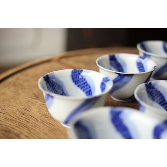 永楽善五郎 染付捻 觴/盃 六客　P358 