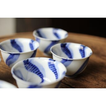 永楽善五郎 染付捻 觴/盃 六客　P358 