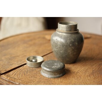 本人作 中村半兵衛/錫半 班錫茶壺/茶入　M362 