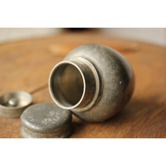 本人作 中村半兵衛/錫半 班錫茶壺/茶入　M362 