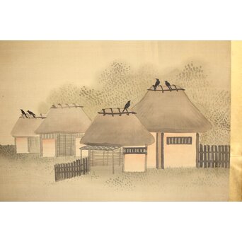 東東洋 屏風 六曲一双 絹本肉筆 法眼東洋 金地 日本画　Z421 