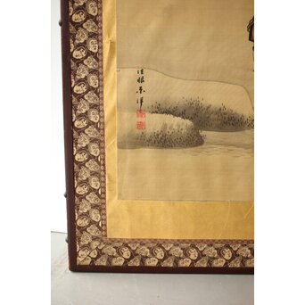 東東洋 屏風 六曲一双 絹本肉筆 法眼東洋 金地 日本画　Z421 