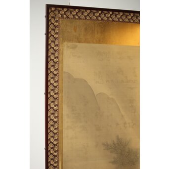 東東洋 屏風 六曲一双 絹本肉筆 法眼東洋 金地 日本画　Z421 