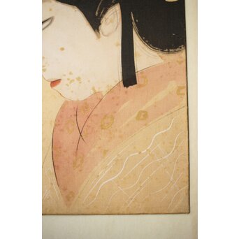 倣 松本一洋 梥本【美人画】絹本色紙額装　Z422 