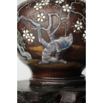 安藤七宝 東京復興記念 永田青嵐俳句 桜紋花瓶　M365 