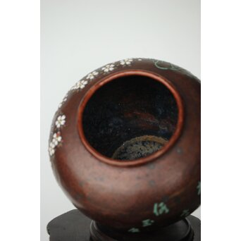 安藤七宝 東京復興記念 永田青嵐俳句 桜紋花瓶　M365 