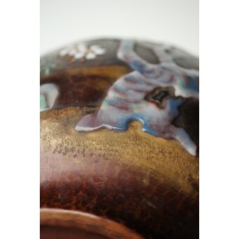 安藤七宝 東京復興記念 永田青嵐俳句 桜紋花瓶　M365 