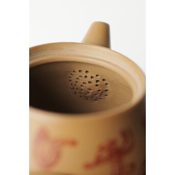 常滑 清水石仙 白泥急須 鳳凰図彫　P360 