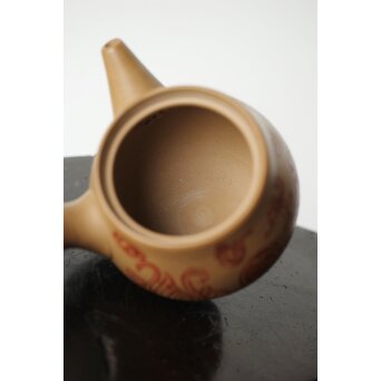 常滑 清水石仙 白泥急須 鳳凰図彫　P360 