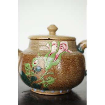 阿漕焼 盛絵 ぼたん 茶器一式　P361 