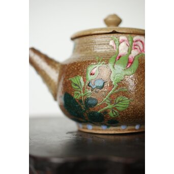 阿漕焼 盛絵 ぼたん 茶器一式　P361 