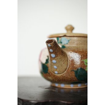 阿漕焼 盛絵 ぼたん 茶器一式　P361 