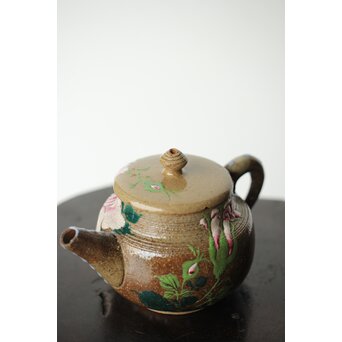 阿漕焼 盛絵 ぼたん 茶器一式　P361 